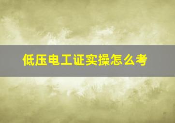 低压电工证实操怎么考