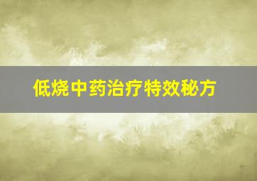 低烧中药治疗特效秘方