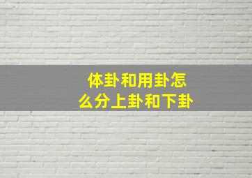 体卦和用卦怎么分上卦和下卦