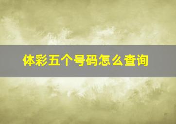 体彩五个号码怎么查询