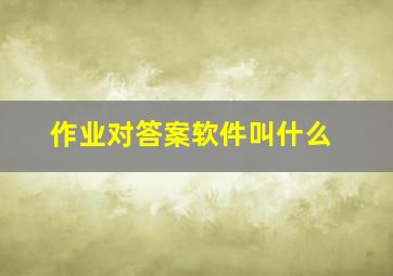 作业对答案软件叫什么