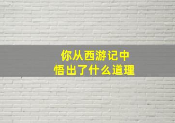 你从西游记中悟出了什么道理