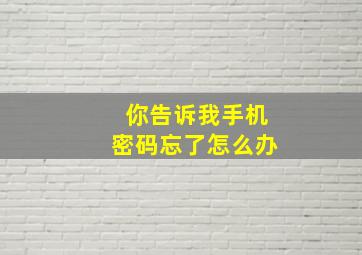 你告诉我手机密码忘了怎么办