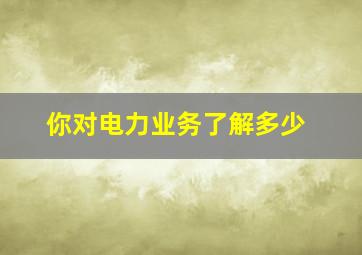 你对电力业务了解多少