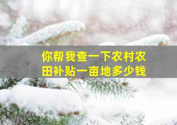 你帮我查一下农村农田补贴一亩地多少钱