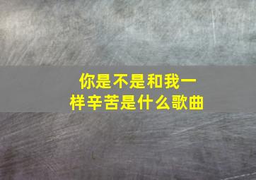 你是不是和我一样辛苦是什么歌曲