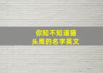 你知不知道猫头鹰的名字英文