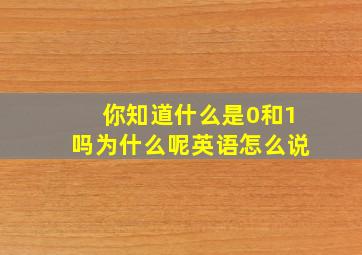 你知道什么是0和1吗为什么呢英语怎么说