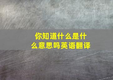 你知道什么是什么意思吗英语翻译