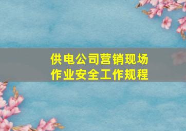 供电公司营销现场作业安全工作规程