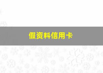 假资料信用卡