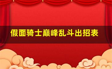 假面骑士巅峰乱斗出招表