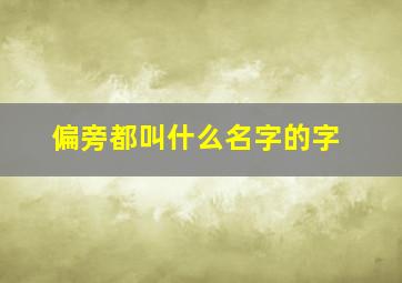 偏旁都叫什么名字的字