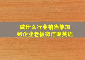 做什么行业销售能加到企业老板微信呢英语