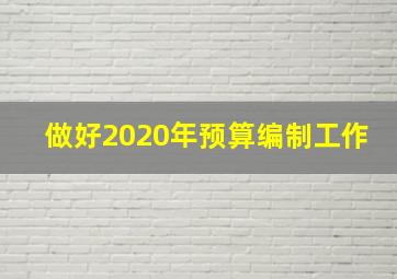 做好2020年预算编制工作