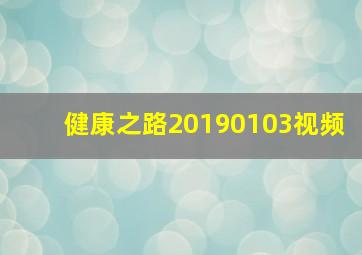 健康之路20190103视频