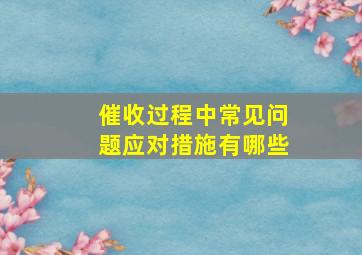 催收过程中常见问题应对措施有哪些