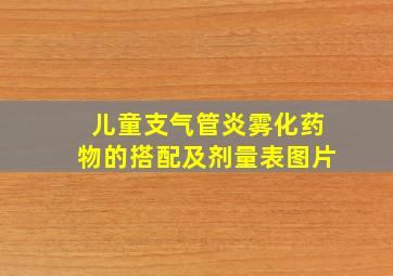 儿童支气管炎雾化药物的搭配及剂量表图片