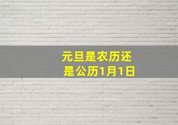 元旦是农历还是公历1月1日