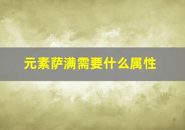 元素萨满需要什么属性