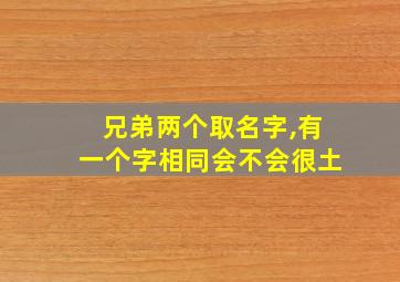 兄弟两个取名字,有一个字相同会不会很土