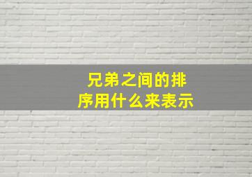 兄弟之间的排序用什么来表示