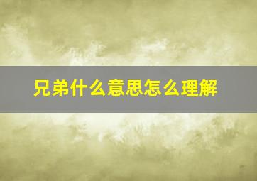 兄弟什么意思怎么理解