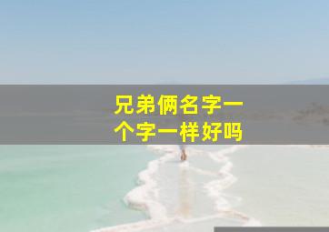 兄弟俩名字一个字一样好吗