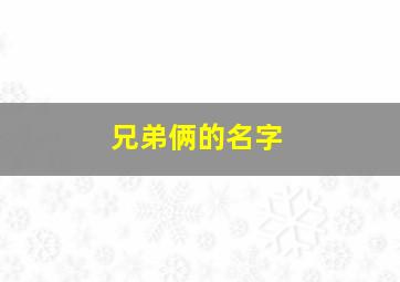 兄弟俩的名字