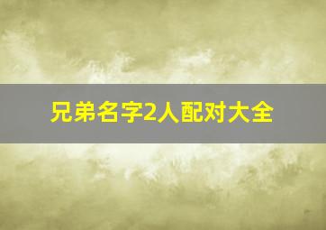 兄弟名字2人配对大全