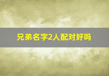 兄弟名字2人配对好吗