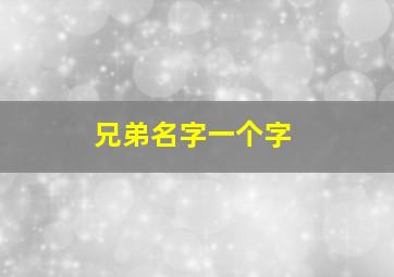 兄弟名字一个字