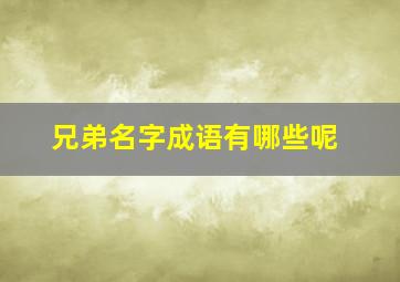 兄弟名字成语有哪些呢