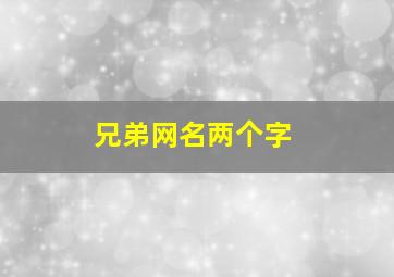 兄弟网名两个字