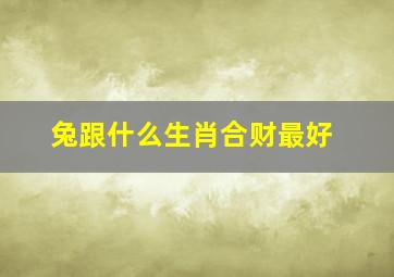 兔跟什么生肖合财最好