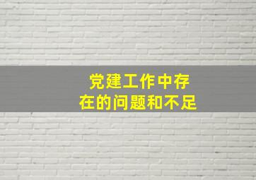 党建工作中存在的问题和不足