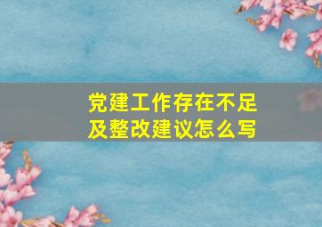 党建工作存在不足及整改建议怎么写