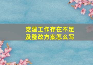 党建工作存在不足及整改方案怎么写