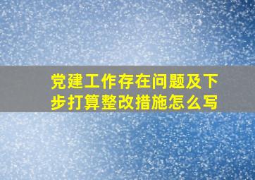 党建工作存在问题及下步打算整改措施怎么写