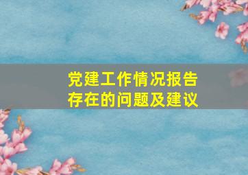 党建工作情况报告存在的问题及建议