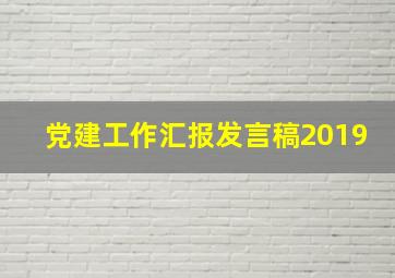 党建工作汇报发言稿2019