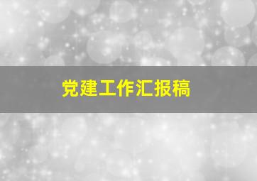 党建工作汇报稿