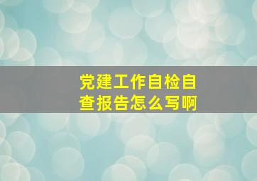 党建工作自检自查报告怎么写啊