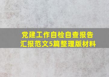 党建工作自检自查报告汇报范文5篇整理版材料