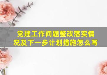 党建工作问题整改落实情况及下一步计划措施怎么写