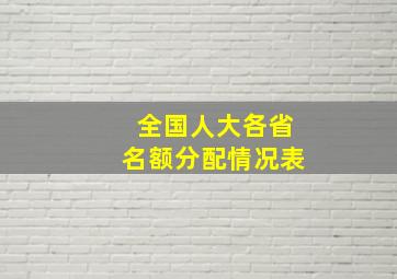 全国人大各省名额分配情况表