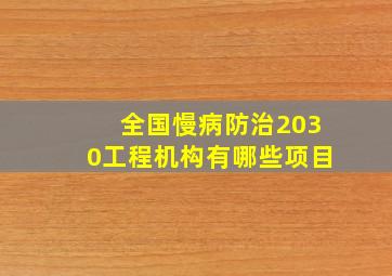 全国慢病防治2030工程机构有哪些项目