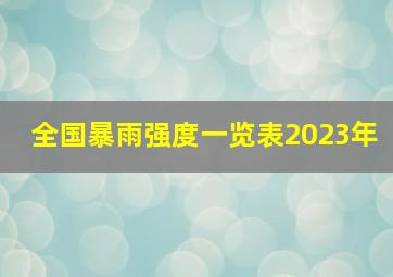 全国暴雨强度一览表2023年