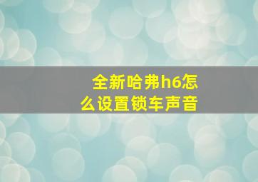 全新哈弗h6怎么设置锁车声音