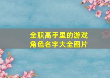 全职高手里的游戏角色名字大全图片